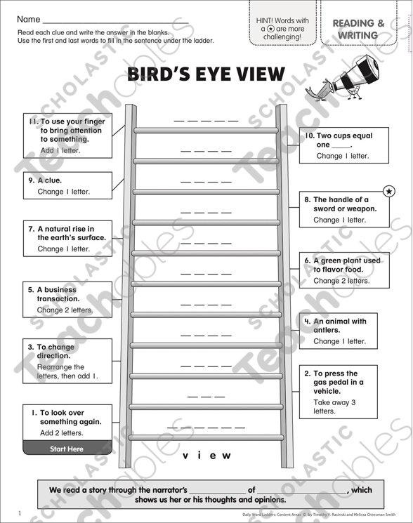 Bird's Eye View: Content Area Word Ladder | Printable Games ...