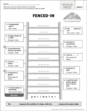 Fenced-In: Content Area Word Ladder | Printable Games and ...