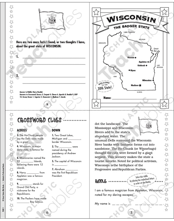 The Great State of Wisconsin | Printable Mini-Books