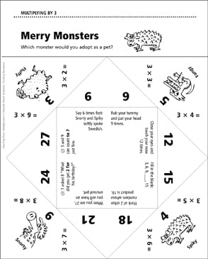 Merry Monsters (Multiplying by 3): Fun Flaps Math | Printable ...