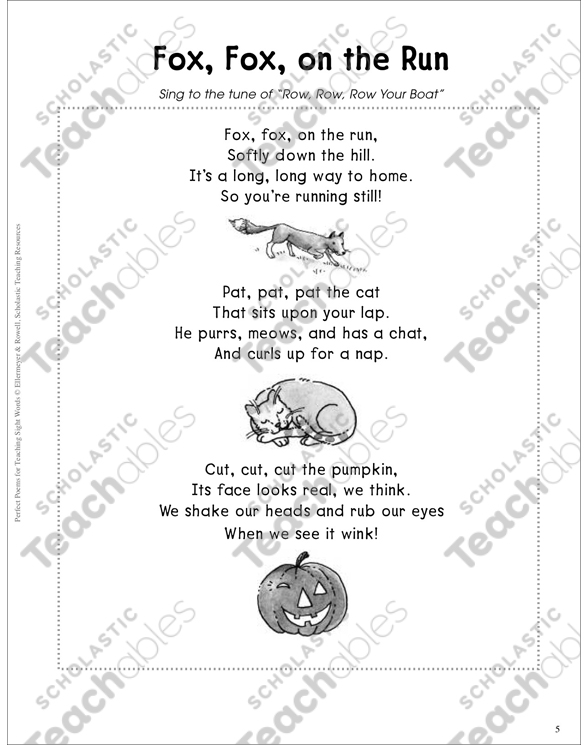 Singing Ducks Short Vowel Sounds Sight Words Poem Printable