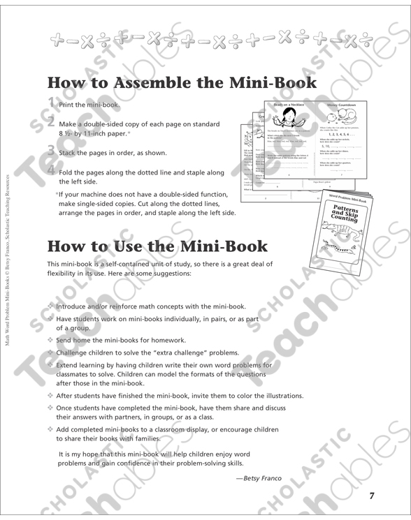 Patterns And Skip Counting Word Problems Printable Mini Books