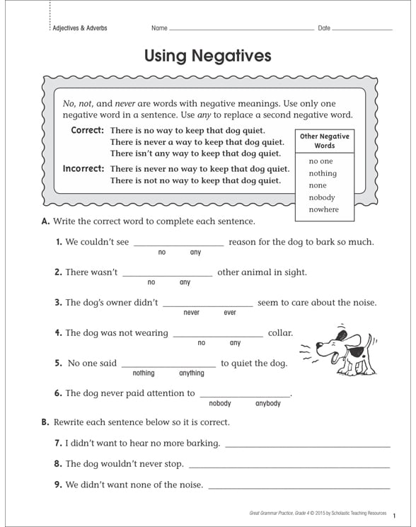 Working With Negatives Worksheet