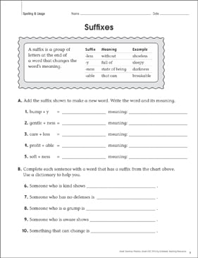 Common Suffixes For 3rd Grade
