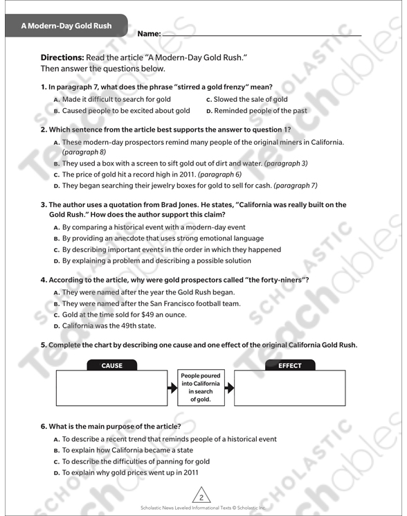 A Modern-Day Gold Rush: Leveled Informational Texts ...