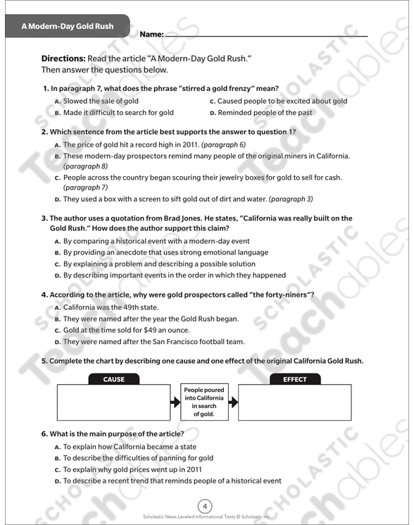 A Modern-Day Gold Rush: Leveled Informational Texts ...
