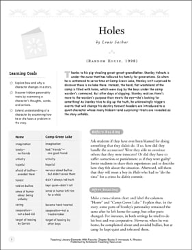 Holes Novel Study Guide with Printable Activities