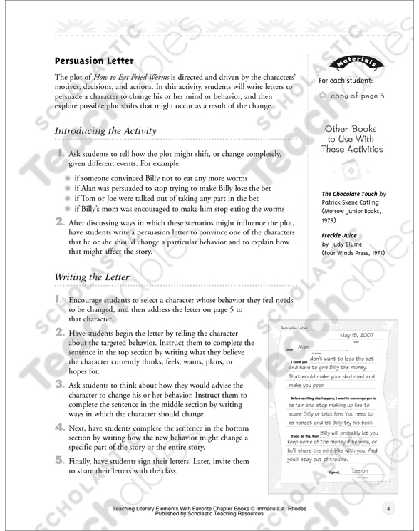 Teaching Character: How to Eat Fried Worms | Printable Lesson ...