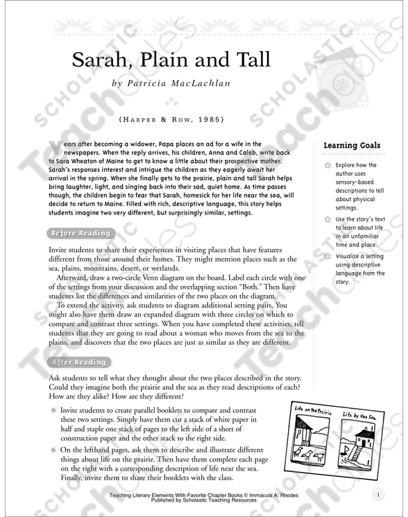 Teaching Character: Sarah, Plain and Tall | Printable Lesson ...
