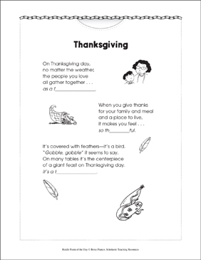 Thanksgiving: Riddle Poem of the Day | Printable Texts