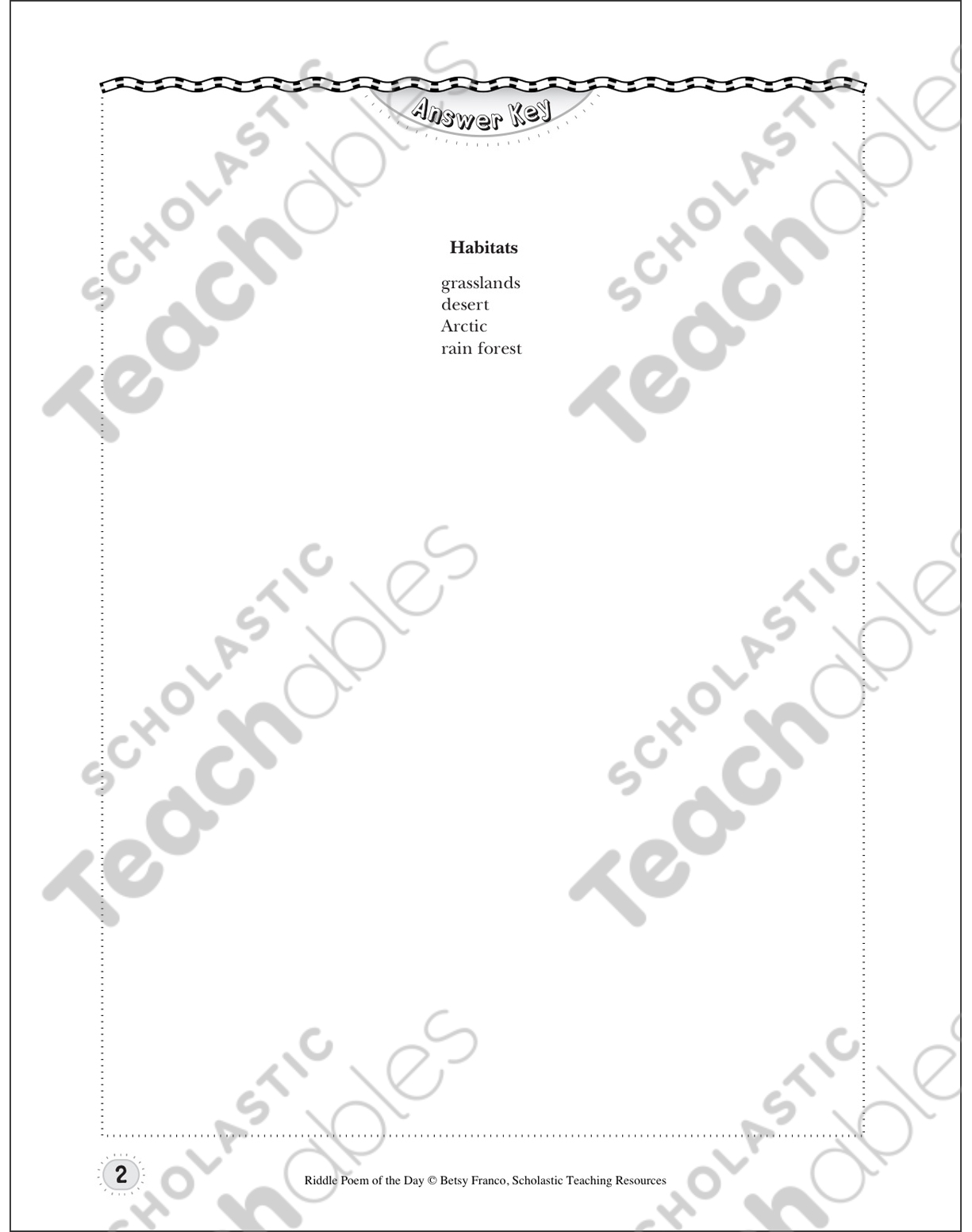 Habitats Riddle Poem of the Day Printable Texts