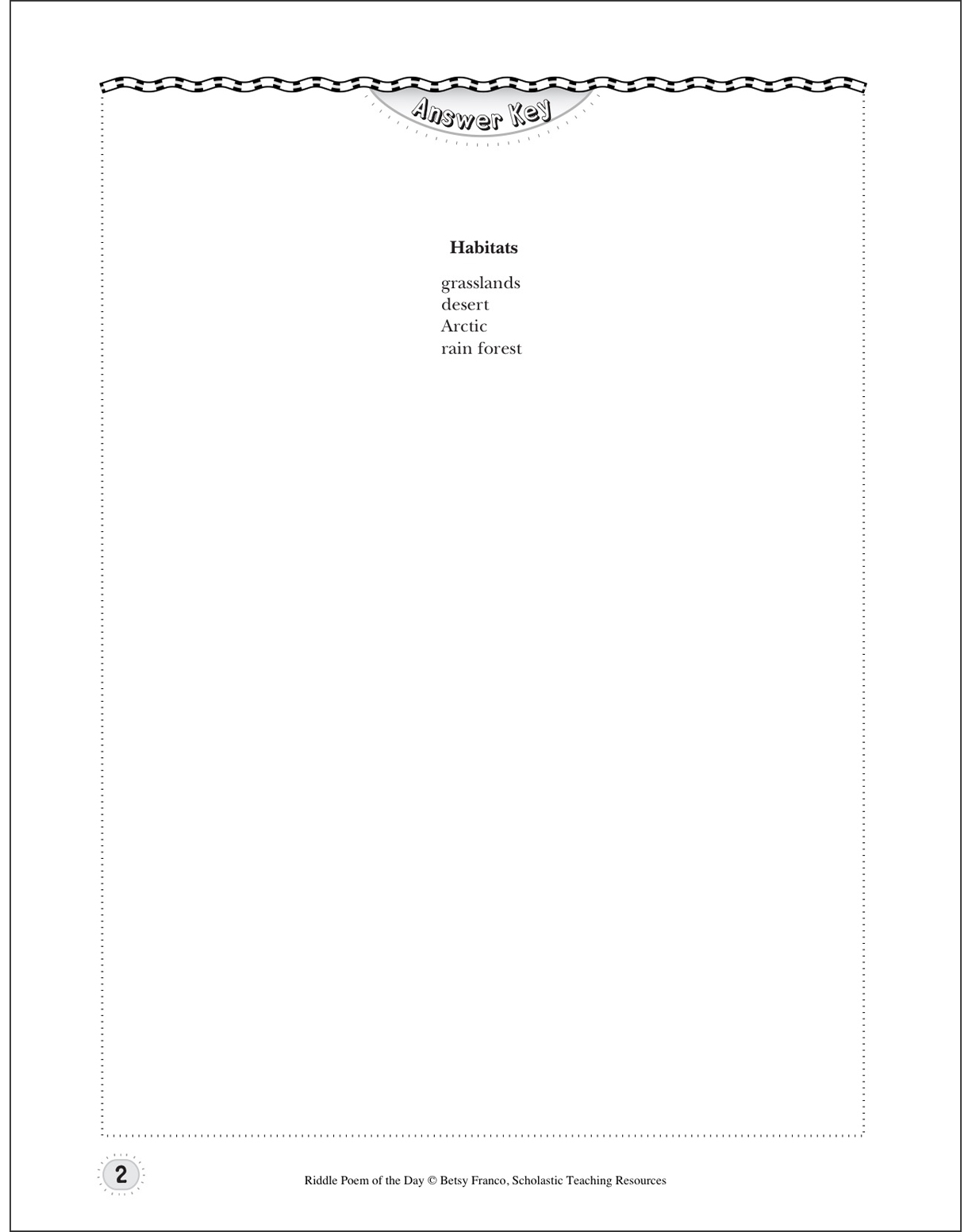 Habitats Riddle Poem of the Day Printable Texts