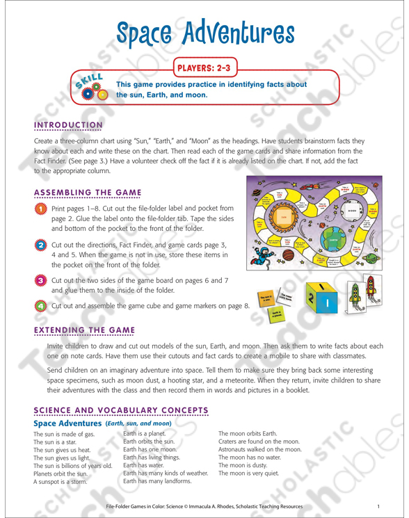 Space Adventures: Science File-Folder Game | Printable File ...