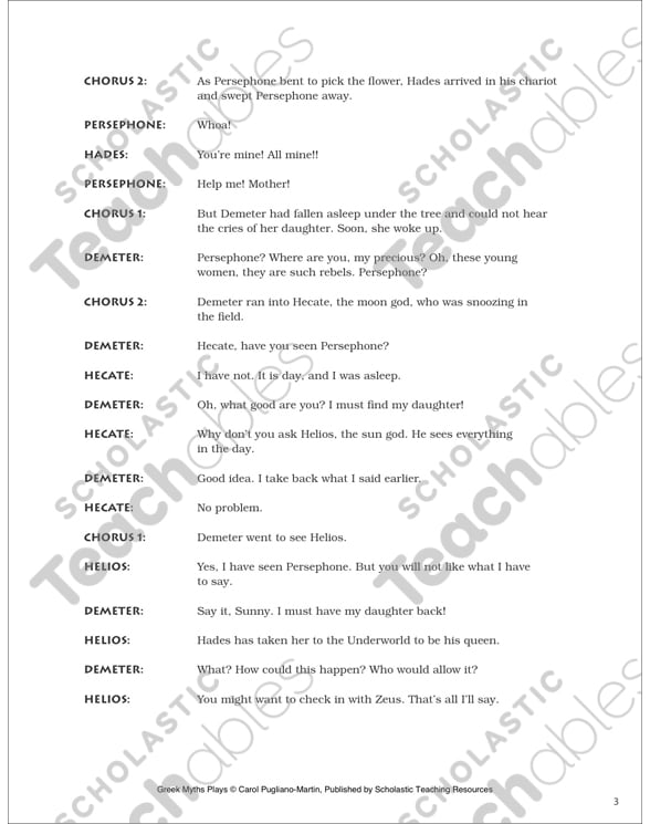 Demeter And Persephone Play Printable Texts