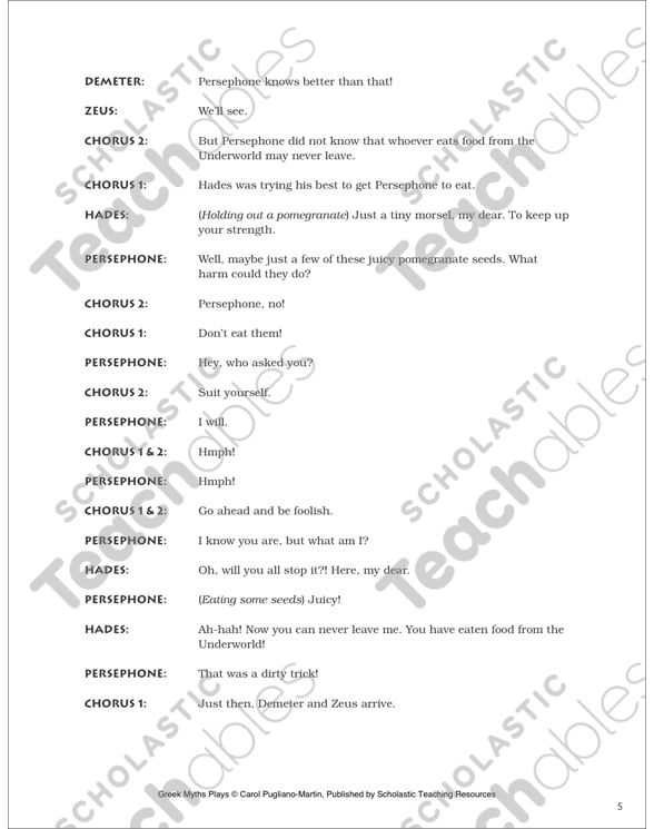 Demeter And Persephone Play Printable Texts