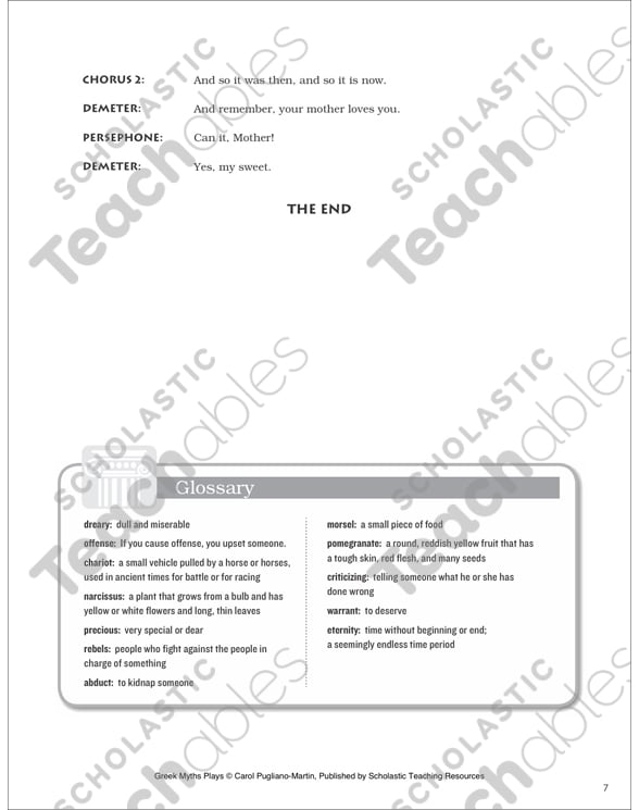 Demeter And Persephone Play Printable Texts