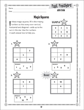 Magic Squares (Addition): Fast Finishers | Printable Number ...