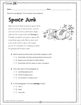 space junk worksheet