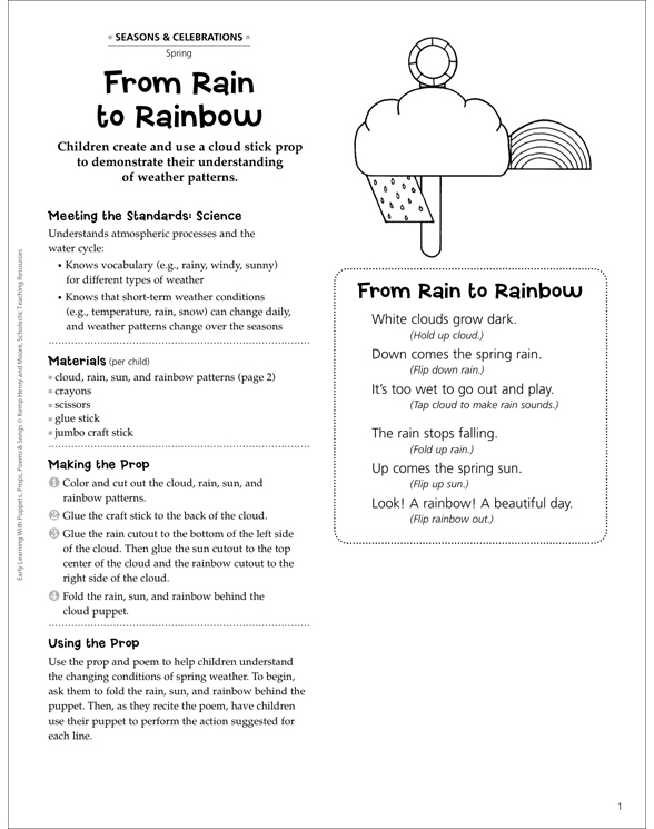 From Rain to Rainbow Early Learning Activity Printable Craftivities and Texts