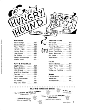 Lunch and Dinner: Menu Math (Grades 4-5) | Printable Skills ...