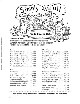 Lunch and Dinner: Menu Math (Grades 4-5) | Printable Skills ...