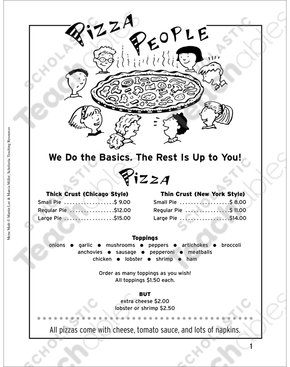 Pizza People: Menu Math (Grades 4-5) | Printable Skills Sheets