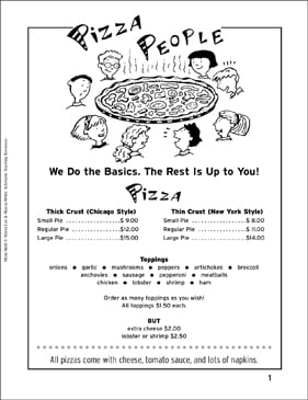 Lunch and Dinner: Menu Math (Grades 4-5) | Printable Skills ...