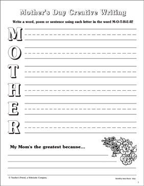Mother S Day Poem Acrostic Template Printable Skills Sheets