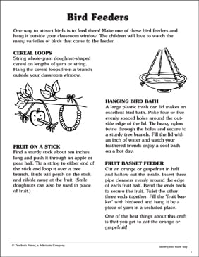 Bird Feeders Craft Ideas Printable Craftivities Lesson Plans