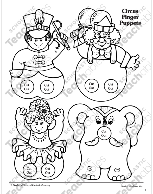 Circus Finger Puppet Patterns Printable Arts and Crafts Skills