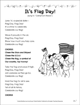 it s flag day content building learning song printable texts
