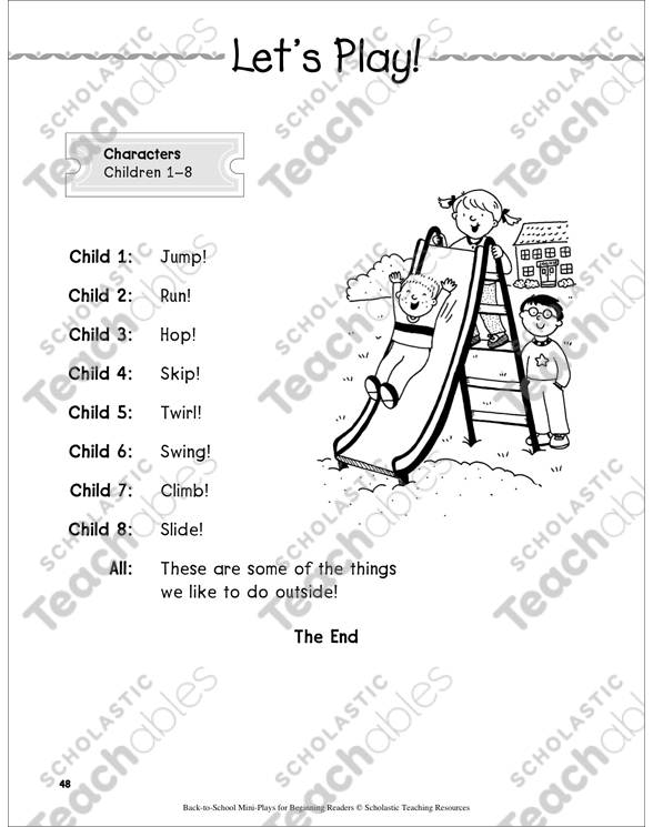 Let's Play!: Back-to-School Mini-Play | Printable Texts