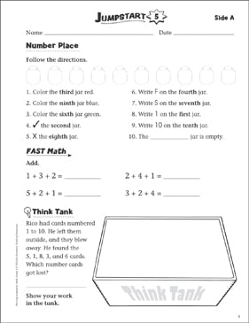 Independent Practice: Grade 1 Math Jumpstart 47 | Printable ...