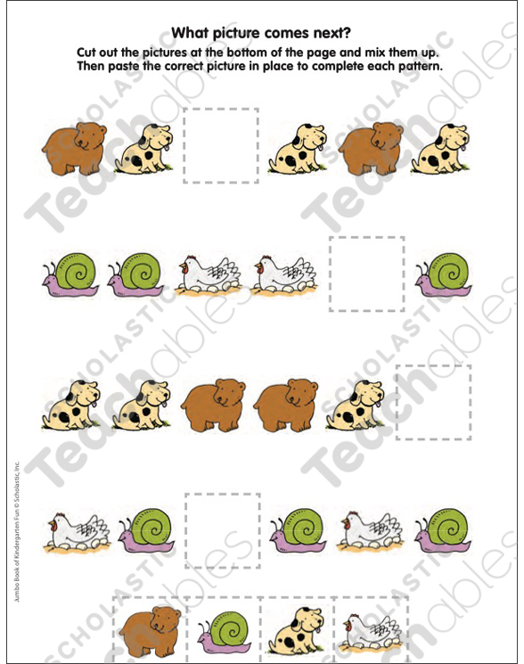 Animal Pattern Worksheets For Kindergarten Cut And Paste Patterns