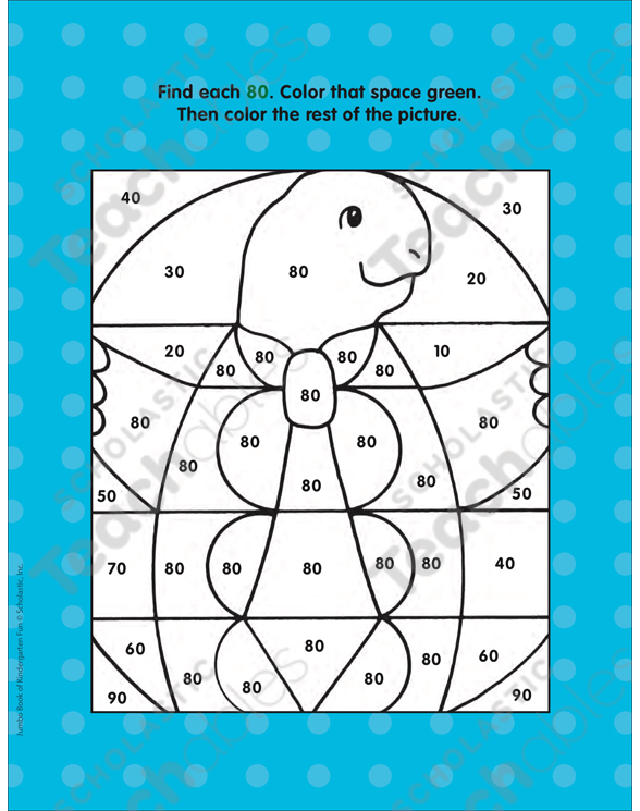 turtle number 80 color by numbers page printable hidden pictures skills sheets