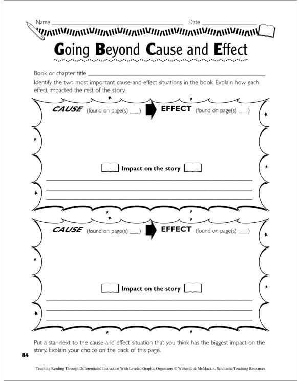 Cause and Effect Leveled Graphic Organizers Printable Graphic