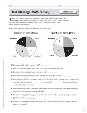 Text Message Math Survey (Circle Graph) | Printable Skills Sheets