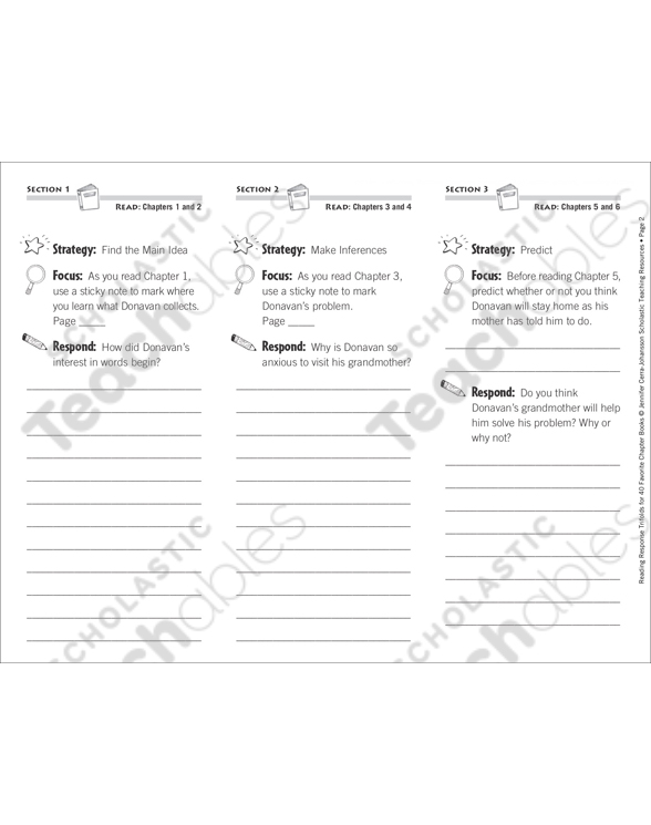 Donovan S Word Jar Level N Reading Response Trifold Printable