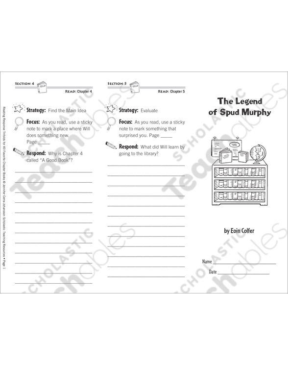 The Legend Of Spud Murphy Level P Reading Response Trifold