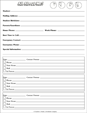 Smiley Faces Contact Form Printable Forms And Record Sheets