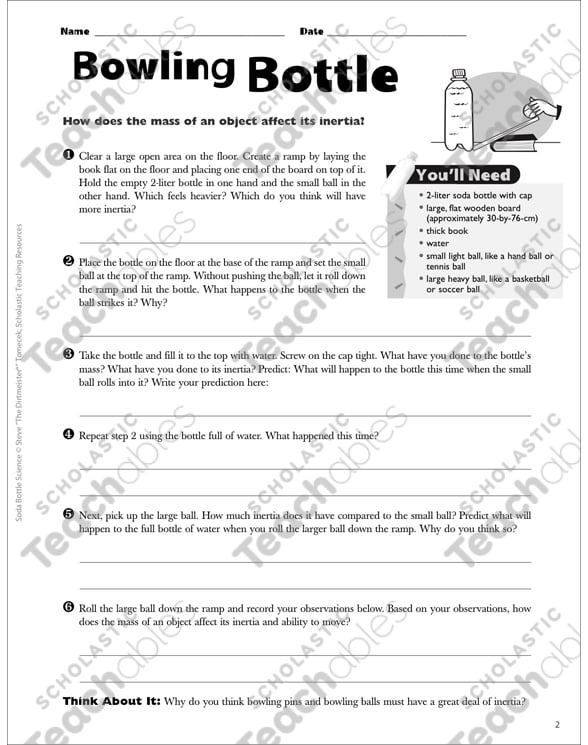 Inertia Bottle: Soda Bottle Science | Printable Lesson Plans ...