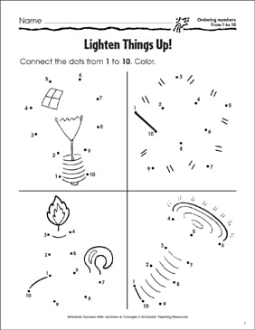 lighten things up ordering numbers 1 10 printable skills sheets