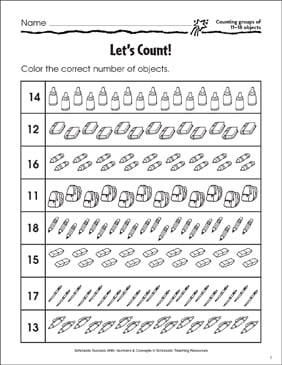 let s count counting groups of 11 18 objects printable skills sheets