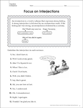 interjection worksheets