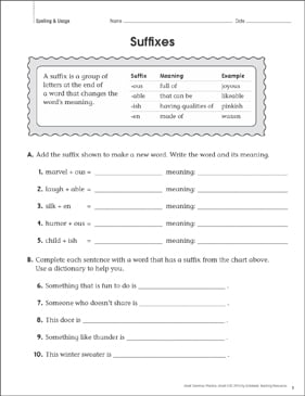 Prefixes Suffixes Printable Worksheets Activities Lists For Kids