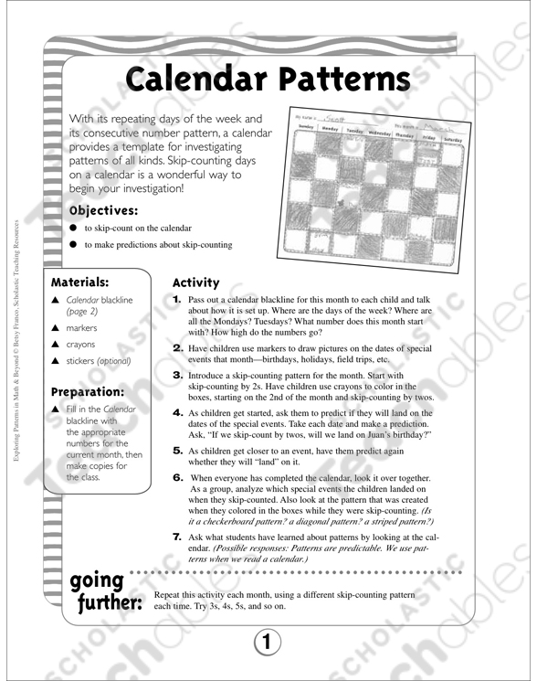 Math Patterns: Calendar Math Patterns | Printable Lesson ...