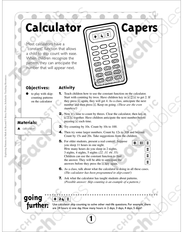 Math Patterns: Calculator Capers | Printable Lesson Plans and ...