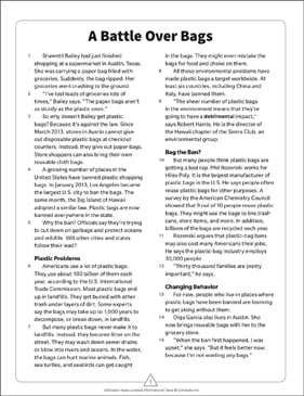 A Battle Over Bags: Leveled Informational Text