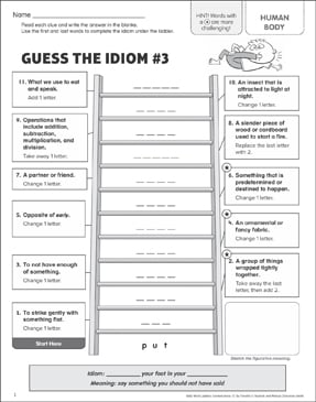 idioms for kids worksheets printables