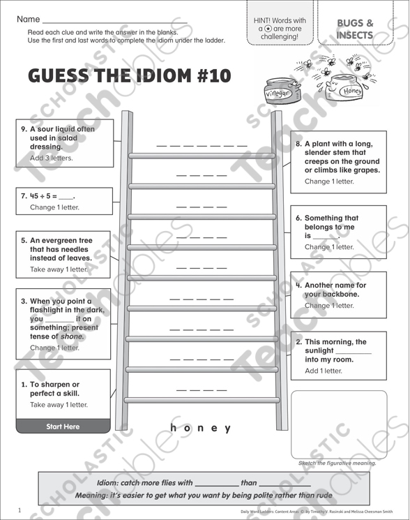 Catch More Flies With Honey: Idiom Word Ladder | Printable ...